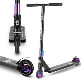 Suotu Stuntstep - Step - Kinderstep - Silent axle - Speelgoed Jongens/Meisjes - Maximale stuurhoogte: 78 cm - Aluminium - Zwart/NEO