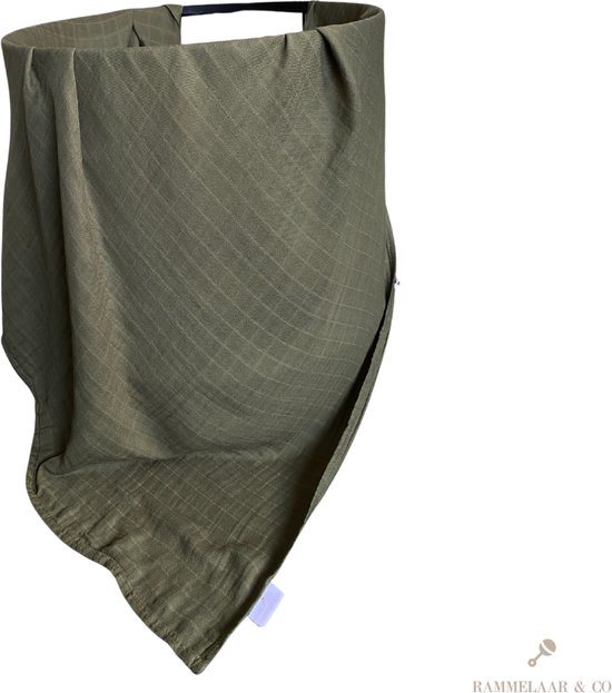 Rammelaar&Co - Hydrofiele Doek XL - 120x120 cm - 70% Bamboe & 30% Katoen - Zacht en Soepel - Leger Groen Patroon - Inbakerdoek - Spuugdoek - Kraamcadeau – Inbakeren