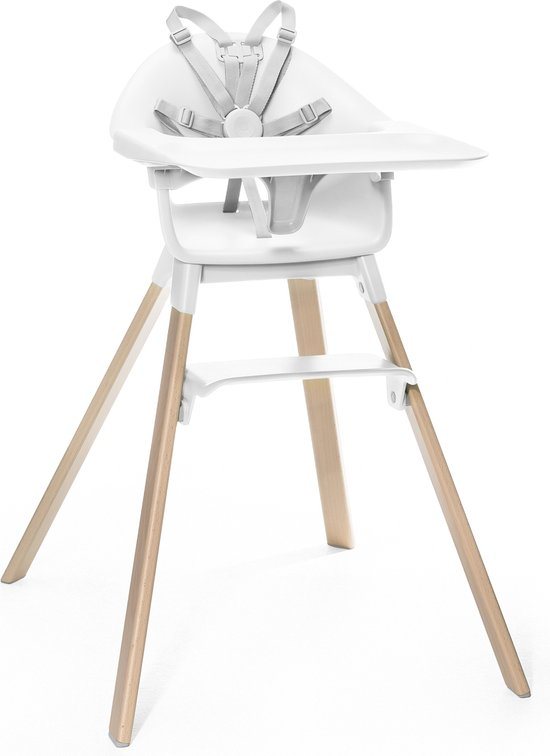 Stokke Clikk Kinderstoel, Wit - Alles-in-één kinderstoel met dienblad + harnas - Licht, duurzaam, fijn voor onderweg - Geschikt voor 6-36 maanden of maximaal 15 kg