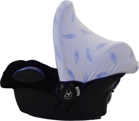 Wallabiezzz Maxi Cosi Zonnekap - Zonnescherm - Autostoel groep 0+ - Cabriofix, Pebble, rock en meer - Veertjes - Paars
