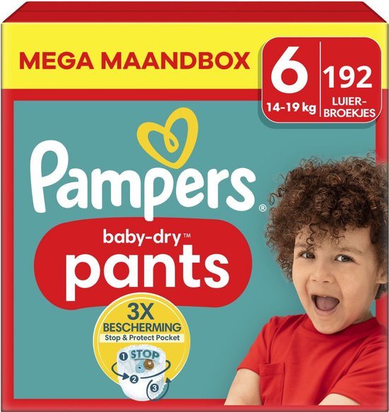 Pampers Baby-Dry Pants luierbroekjes - Maat 6 (14-19KG) - 192 luiers - Voordeelverpakking 6x32 stuks