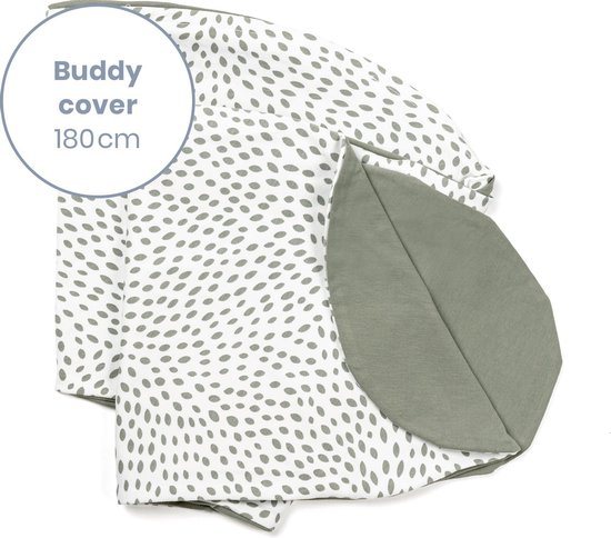 Doomoo Buddy Cover - Hoes voor Voedingskussen Buddy - Biologisch Katoen - 180 cm - Risotto Kaki