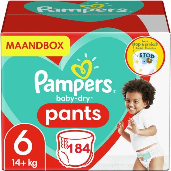 Pampers - Baby Dry Pants - Maat 6 - Maandbox - 184 stuks - 14/19KG