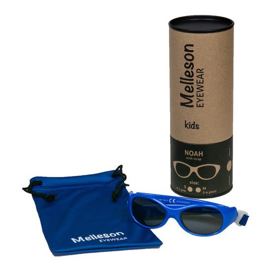 Melleson Eyewear - Kinderzonnebril Noah met band 0 - 1 jaar - maat S - blauw - Zonder brillenkoker
