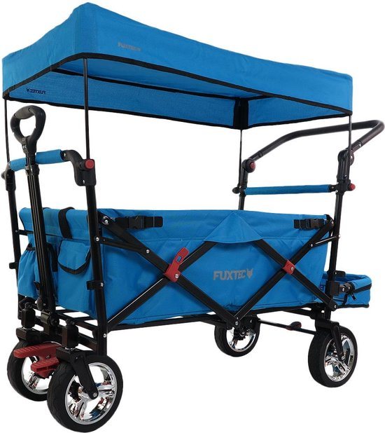 Blauwe opvouwbare tuintrolley - FUXTEC Smart Cruiser - laadvermogen 75 kg