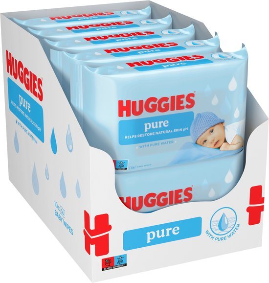 Huggies billendoekjes - Pure 99% Water - 10 x 56 - 560 doekjes