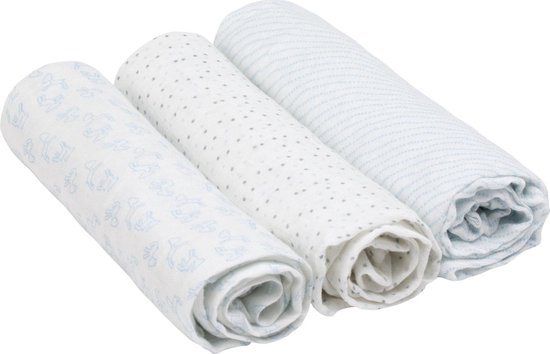 Lässig Hydrofiele luier swaddle doek 3 stuks lela licht blue 80 x 80 cm