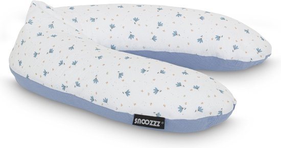 Snoozzz Voedingskussenhoes - Hoes voor voedingskussen zwangerschapskussen - 185 cm - 100% katoen - Spring Blauw
