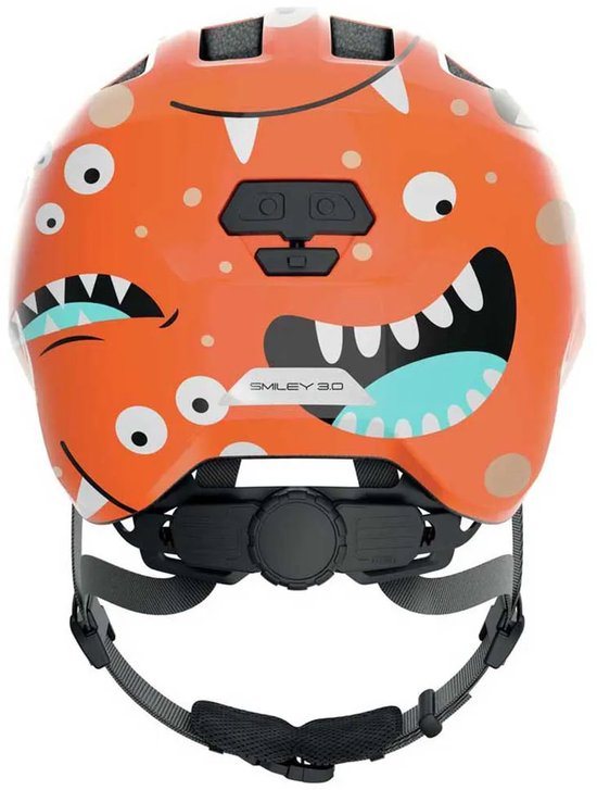 ABUS kinderhelm Smiley 3.0 - fietshelm met diepe pasvorm, kindvriendelijke ontwerpen & ruimte voor een vlecht - voor meisjes en jongens - oranje met monsterpatroon, maat M