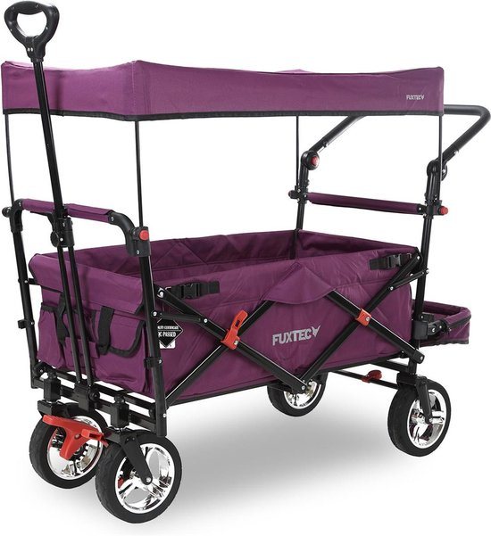 Paarse opvouwbare tuintrolley - FUXTEC Smart Cruiser - laadvermogen 75 kg