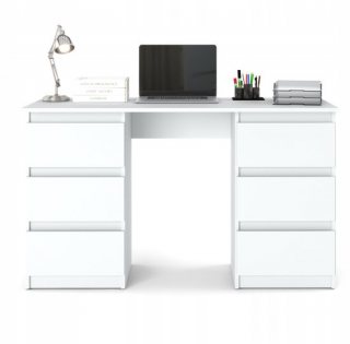 Meubel Square - Bureau Bernova - Wit Mat - Kindertafel met 6 lades