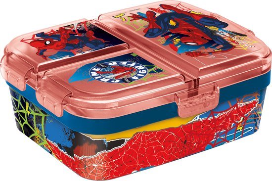 Marvel Spider-Man Kinderlunchbox – Broodtrommel met 4 vakken voor kinderen vanaf 4 jaar - Vaatwasserbestendig & BPA-vrij - Rood