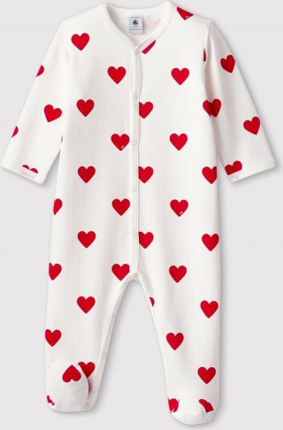 Petit Bateau Babypyjama met rode hartjes Meisjes Boxpak - Rood - Maat 56
