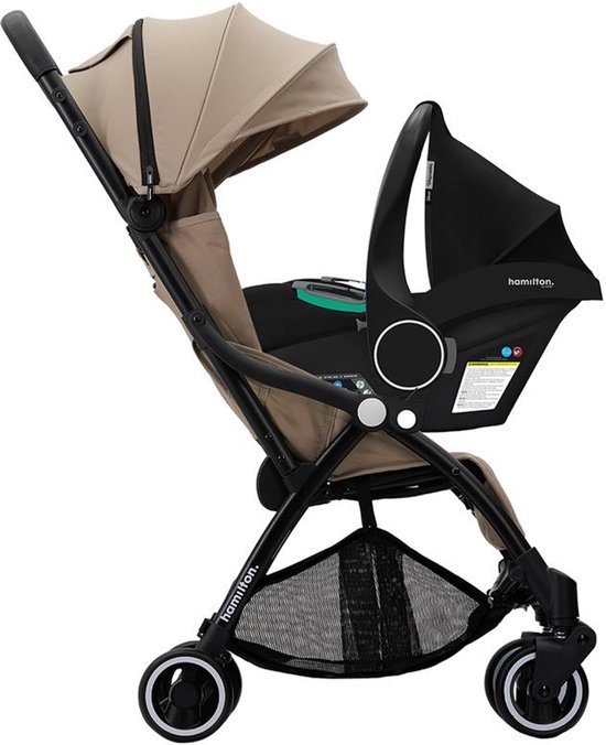 Hamilton by Yoop X1 Plus Buggy met monteerbare Zeno Plus draagwieg – 2 in 1 wandelwagen – Stroller met MagicFold™ Technologie – Geschikt van 0 maanden tot 4 jaar – Kinderwagen – Inclusief adapters - Beige