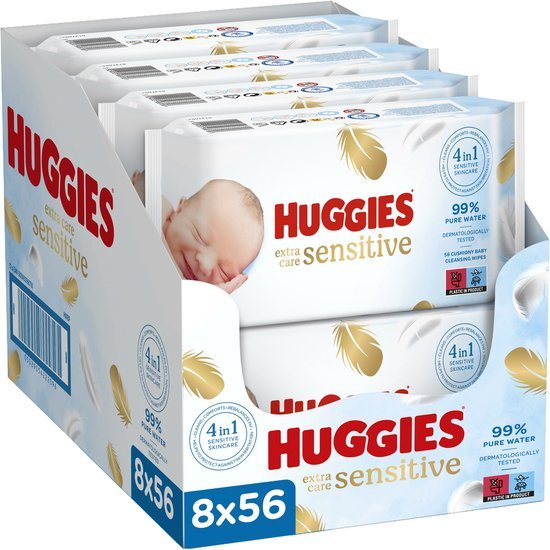 Huggies billendoekjes - Extra Care Sensitive - 448 babydoekjes (8 x 56 stuks)