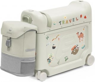 Stokke JetKids Reispakket, Sea Green - Inclusief BedBox Ride-On Koffer en Rugzak - Het Beste voor Kinderen van 2-7 Jaar (Tot 35 kg)