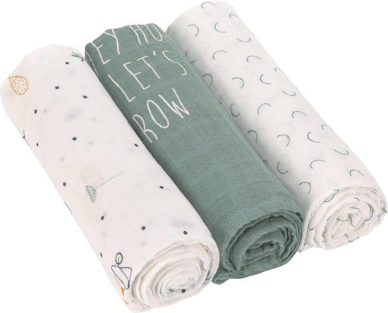 Lässig Hydrofiele luier swaddle doek 3 stuks Garden Explorer Boys 80 x 80 cm