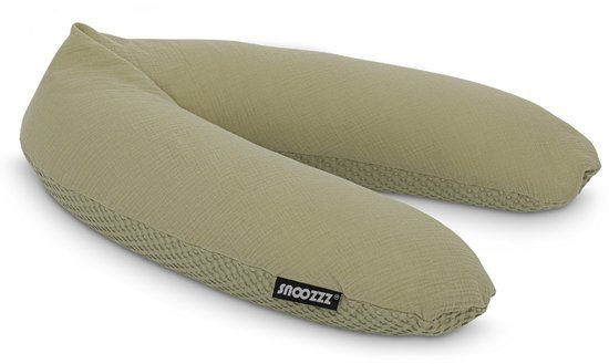 Snoozzz Zwangerschapskussen Zijslaapkussen Lichaamskussen - 185 cm - microparel vulling- luxe draagtas - wasbare hoes - Wafel Amande
