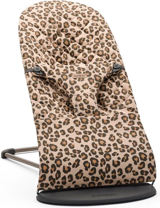 BabyBjörn Wipstoel Bliss - Cotton klassiek quilt - Beige-Luipaard - Ergonomisch - Verstelbaar - Inklapbaar