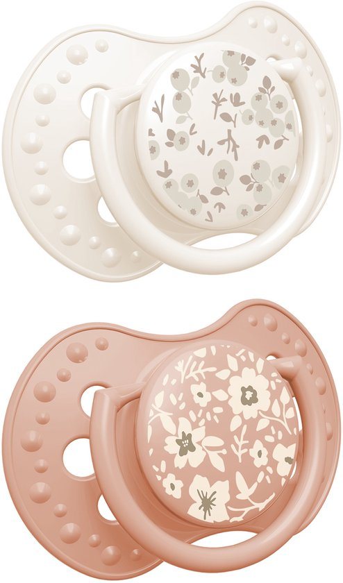 Difrax LOVI Dynamische Fopspeen - 18+ Maanden - Blossom - Wit & Oranje - 2 Stuks
