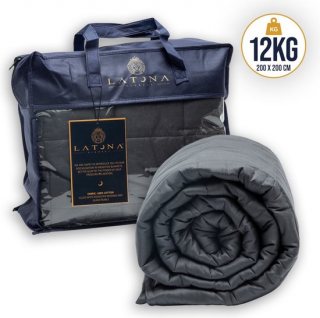 Latona Blanket® Verzwaringsdeken tweepersoons 200 x 200cm - 12kg - Antraciet - Polyester - Weighted blanket