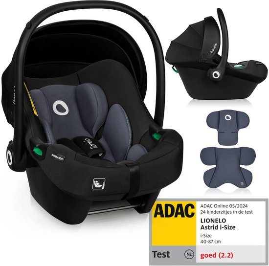 Lionelo Astrid i-Size Autostoel – ADAC 5-sterren – 40-87 cm – RWF – Memory Foam – Verstelbare hoofdsteun (7 cm) – Holmbergs gordels – Compatibel met ISOFIX-base & kinderwagen – i-Size norm – Licht & veilig