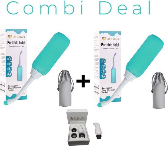 AFZstore® Bidet combi deal 2 -draagbare bidets- 2 draagbare bidets groen 1 mini draagbaar bidet wit – Vaginale Douche - Mobiele Bidet – Bidet Handdouche - Zwanger – toilet accessories-Inhoud 500 ml - Toilet-bidets-valentijn cadeautje voor haar