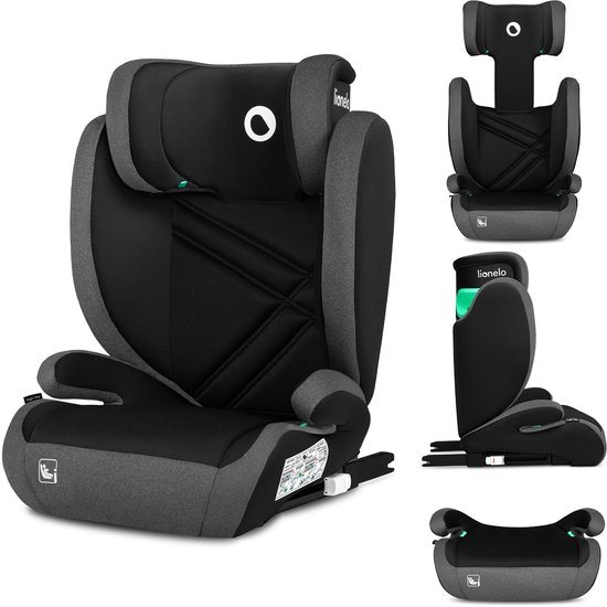 Lionelo Hugo i-Size – Autostoel – Groep 2 3 (3,5-12 jaar / 15 tot 36 kg / 100-150 cm) – ISOFIX – 2 in 1 : ZITVERHOGER met Afneembare Rugleuning - Verstelbare Hoofdsteun – Geavanceerde Zijbescherming – Memory Foam - Wasbaar – Comfortabele Zitting