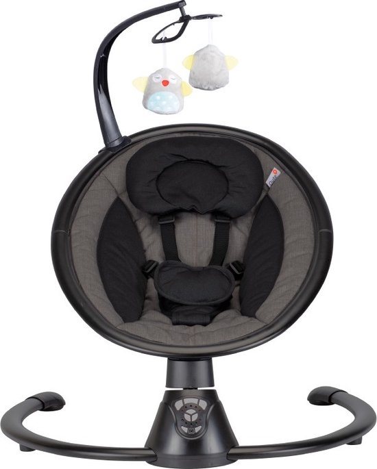 Qute Schommelstoel Q-rocker Zwart Frame Jeans Taupe / Antra