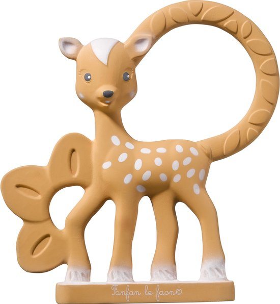 Fanfan het Hertje bijtring – natuurlijk rubber – zachte reliëfoppervlakken voor tandvlees – gemakkelijk vast te pakken – geschikt vanaf 0 maanden