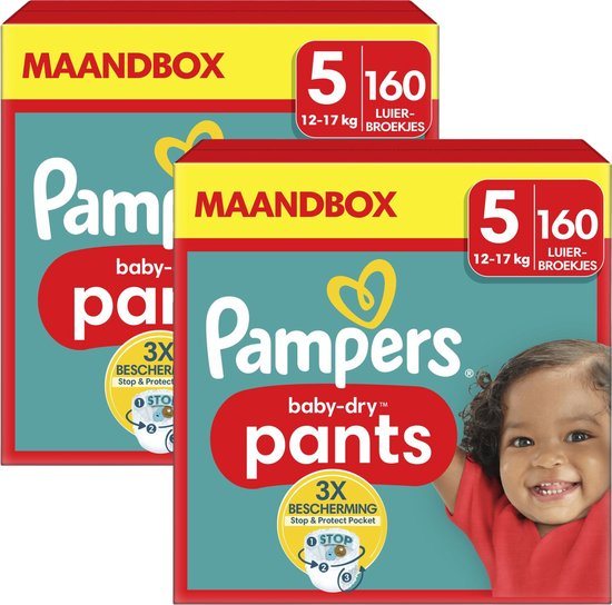 Pampers Baby-Dry Pants - Maat 5 (12kg-17kg) - 320 Luierbroekjes - 2 Maanden box