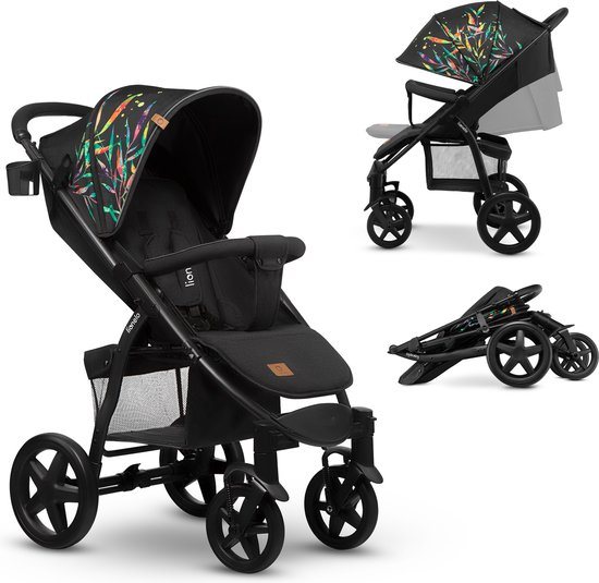 Lionelo Buggy Annet Plus – Lichtgewicht & Inklapbaar – Grote Massieve Wielen met Vering – Inclusief Voetenzak, Klamboe & Bekerhouder – Verstelbare Rugleuning & Voetsteun – Wandelwagen vanaf de geboorte tot 22 kg – Kinderwagen