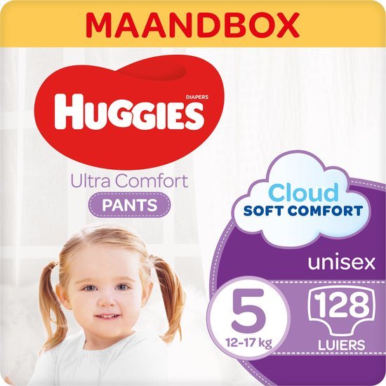 Huggies Ultra Comfort Luierbroekjes - maat 5 (12 tot 17 kg) - Ultra Comfort - unisex - 128 stuks - Maandbox