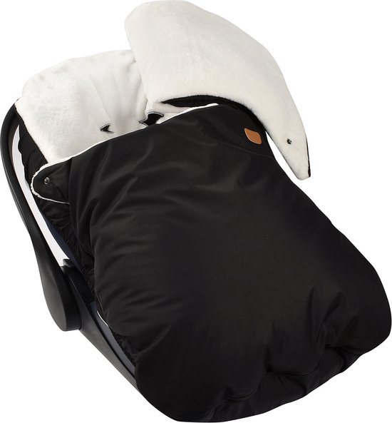 Childhome Voetenzak voor autostoeltje gewatteerd met fleece - Zwart