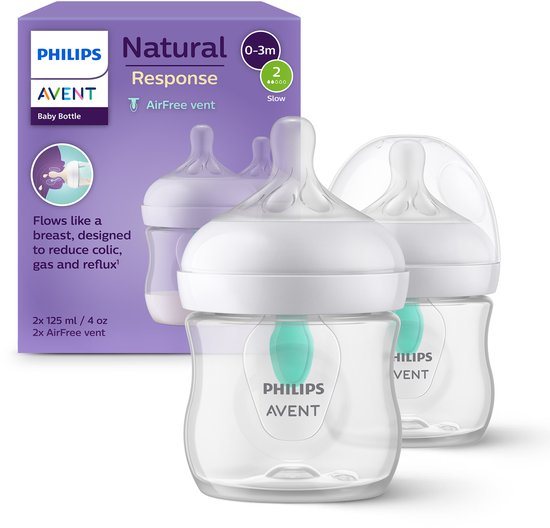 Philips Avent Natural Response babyfles – Antikoliek – 2 stuks – 125ml – flow 2 – SCY670/02