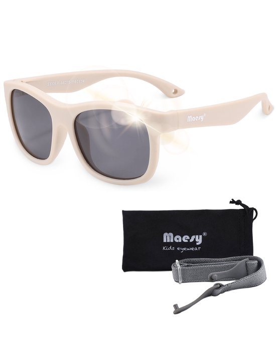 Maesy Baby Zonnebril Luca - 1 t/m 3 jaar - Elastiek - Flexibel - UV400 Bescherming - Zonnebril Kind - Beige Ecru