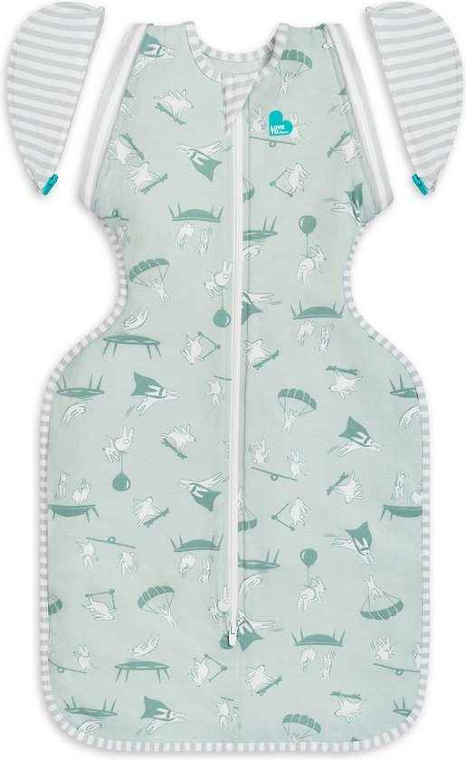 Love to Dream™ Babyslaapzak Swaddle Up™ - Inbakeren afbouwen - Baby 3-6 maanden - 6-8.5 kg - Zomer - Brave Bunny Olijfgroen