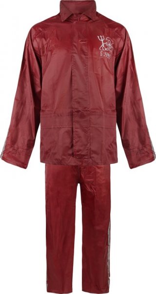 C-Line Regenpak met Capuchon - Rood - Reflecterend  - Nieuw Model - Kinder maat 158/164