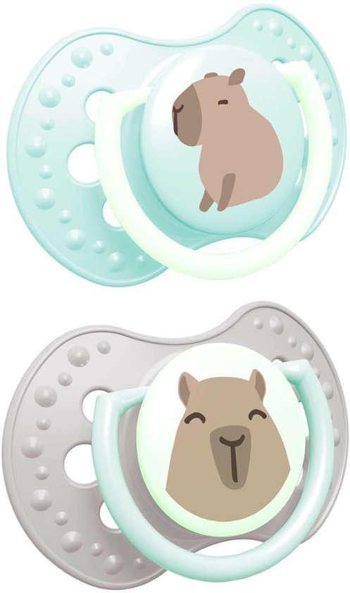 Difrax LOVI Dynamische Fopspeen - 18+ Maanden - Cabibara - Groen & Grijs - 2 Stuks