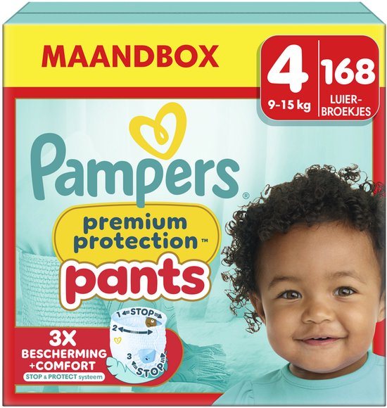 Pampers Premium Protection Pants Maat 4, 168 Luierbroekjes, 9kg-15kg