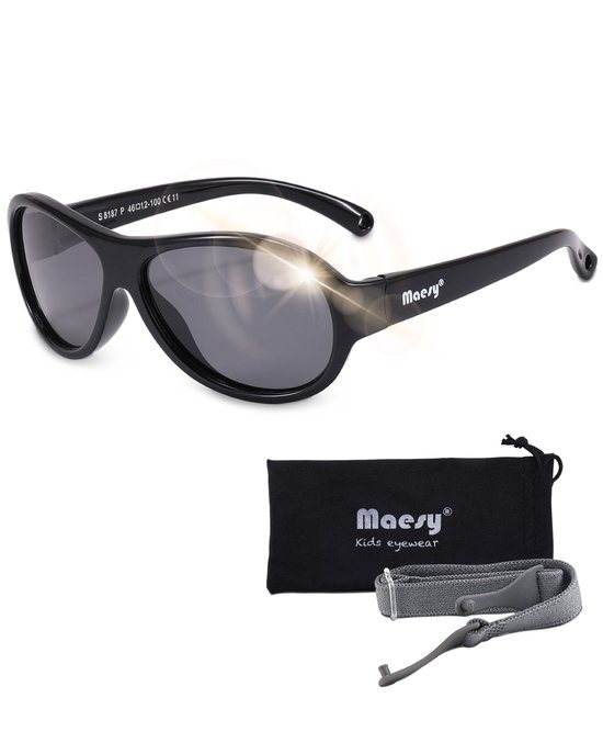 Maesy Baby Zonnebril Joya - 0 t/m 2 Jaar - Elastiek - Flexibel - UV400 Bescherming - Zonnebril Kind - Zwart