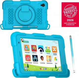 DEPLAY Kindertablet SMART 5 – Android 15 - 64GB Opslag - 4GB RAM – Kidsproof Tablet – Ouder controle – Vanaf 2+ Jaar – 8 Inch – Met Pen, Beschermhoes, Keycord & Blauwlicht Screenprotector – 5000 mAh Batterij – Blauw