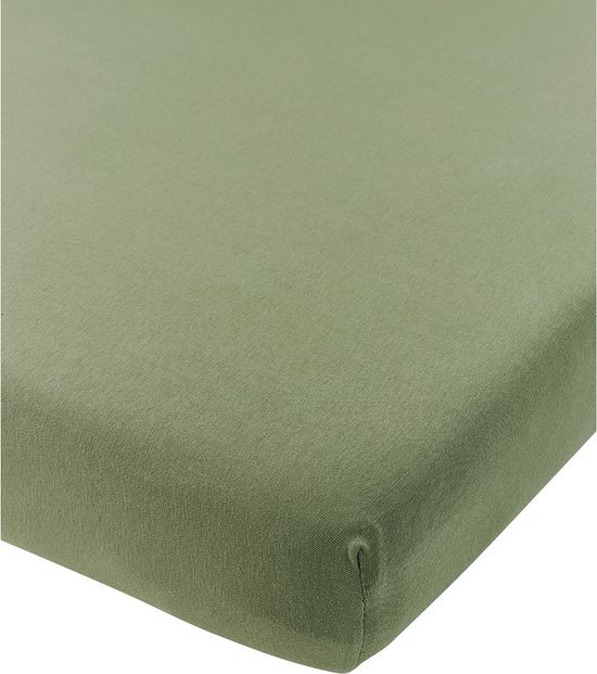Meyco Baby Uni hoeslaken ledikant - jersey - olive green - 60x120cm