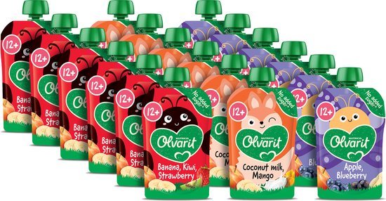 Olvarit Variatiemenu Knijpfruit 12+ Maanden - 3 smaken - 18 x 100g