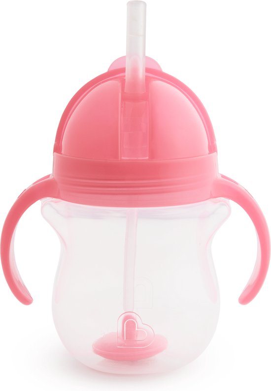 Munchkin Tip & Sip Antilek Rietjesbeker - Drinkbeker met Rietje - Vaatwasserbestendig - Vanaf 6 maanden - 207ml - Roze - Munchkin Drinkbeker met een rietje