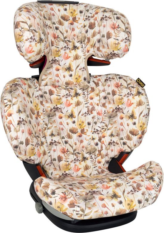 Maxi Cosi Rodifix Hoes - Autostoelhoes Rodifix Zomerhoes - Maxi-Cosi Rodifix Airprotect Hoes - Zacht katoen - Perfecte Pasvorm - Beige - Wilde Bloemen