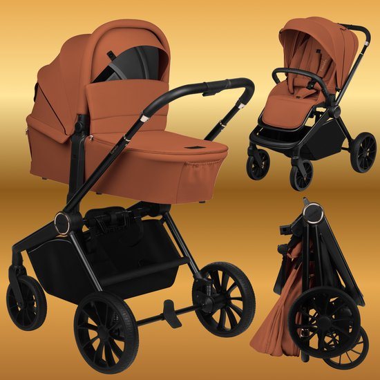 Lionelo Mika Plus Kinderwagen 2-in-1 – Vanaf geboorte tot 22 kg – Combi met reiswieg & zitje – All-terrain wielen + vering – XXL kap UPF50+ – 90 cm ligvlak – Omkeerbaar zitje – Compact inklapbaar – Complete accessoireset