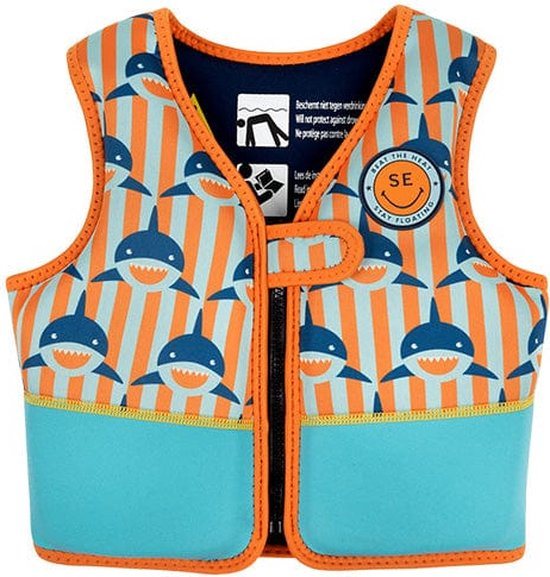 Swim Essentials Zwemvest Kind - Haaien Oranje/Blauw - 15-18 kg - 2-3 jaar