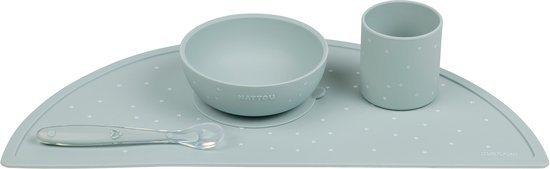 Nattou SILICONE Serviesset Voor Kinderen Silicone 4 Stuks - 43 cm - Groene Patroon