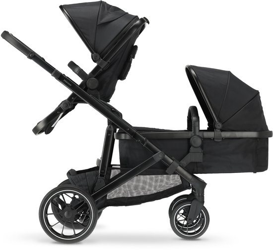 Deryan Evy V2 Kinderwagen - Duo Kinderwagen - Uitbreidbaar - Inclusief reiswieg - Zwart